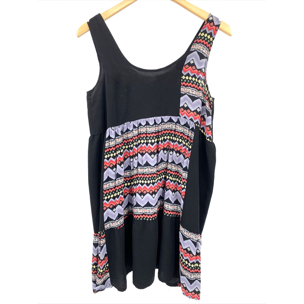 One & Only Tunic‎ Womens Small Shirt Black Boho Patchwork Urban Outfitters